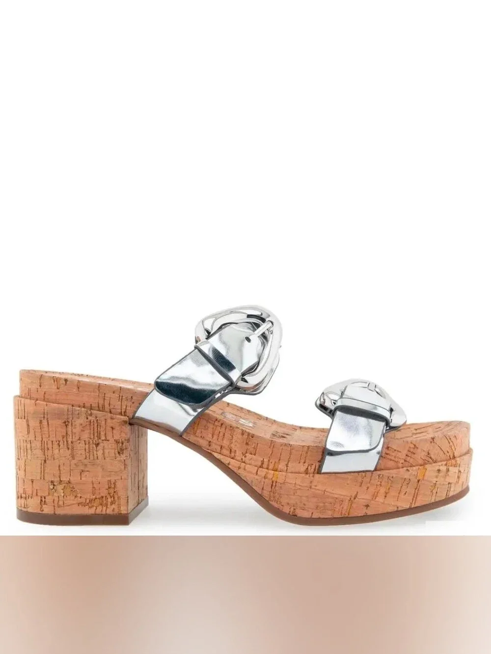 Aerosoles “Chance” Silver Mirror Metallic Platform Sandals – Women’s 9M – NIB
